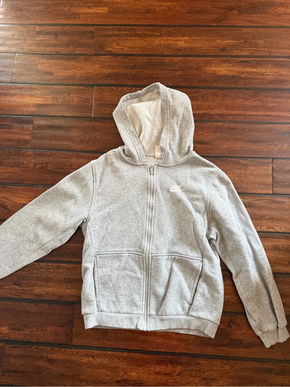 Nike Kids Light Grey Full-Zip Hooded Sweatshirt
